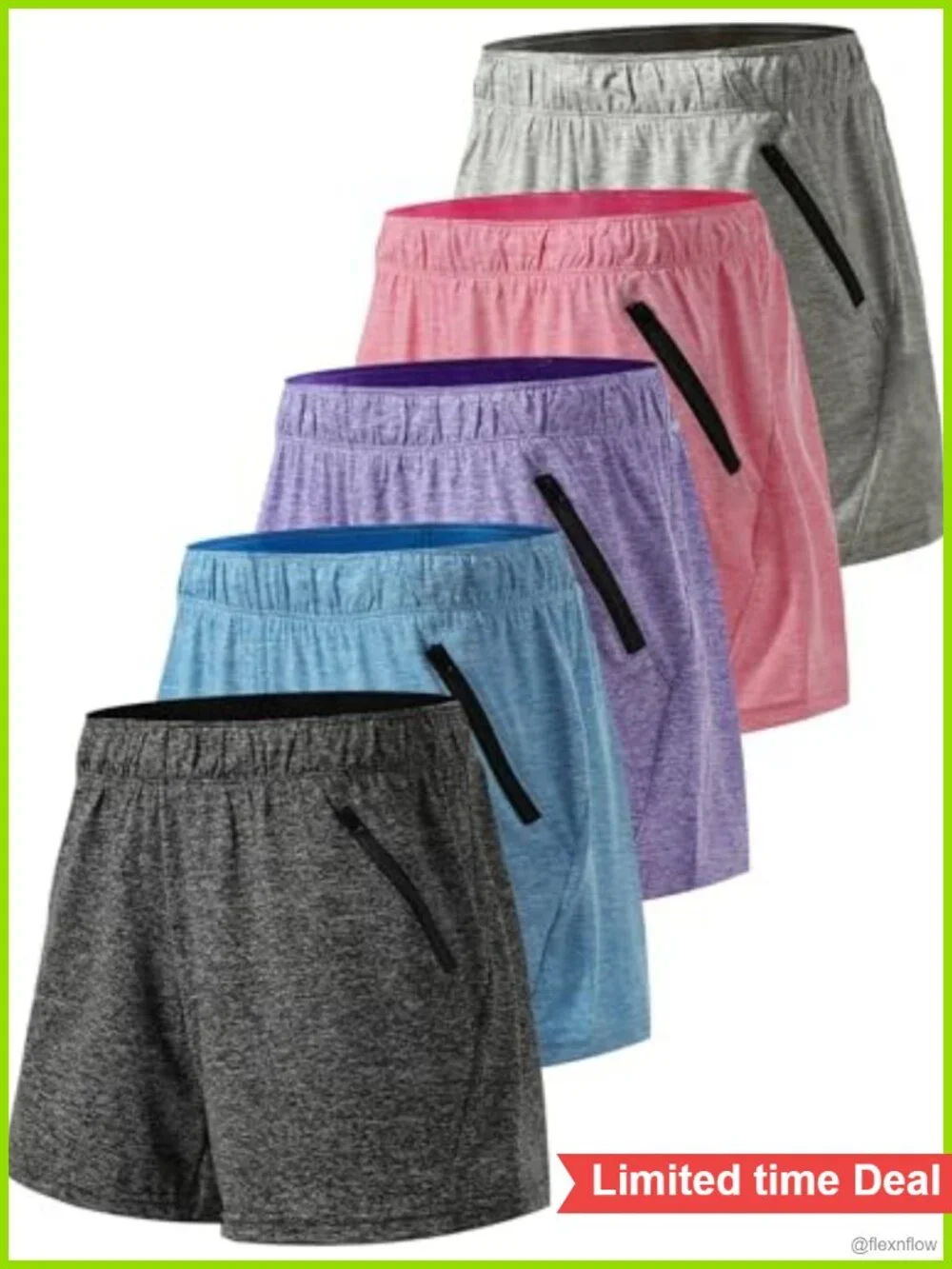 5 Pack Women's Lounge Workout Shorts with Zipper Pockets